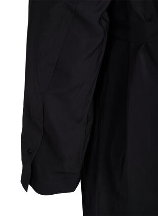 Viskosklänning med knappar och bälte, Black, Packshot image number 3