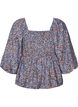 Blus med smock och fyrkantig ringning, Bl&aring;, Packshot image number 1