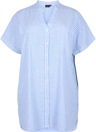 Randig skjorta med bröstfickor, Light Blue Stripe , Packshot image number 0