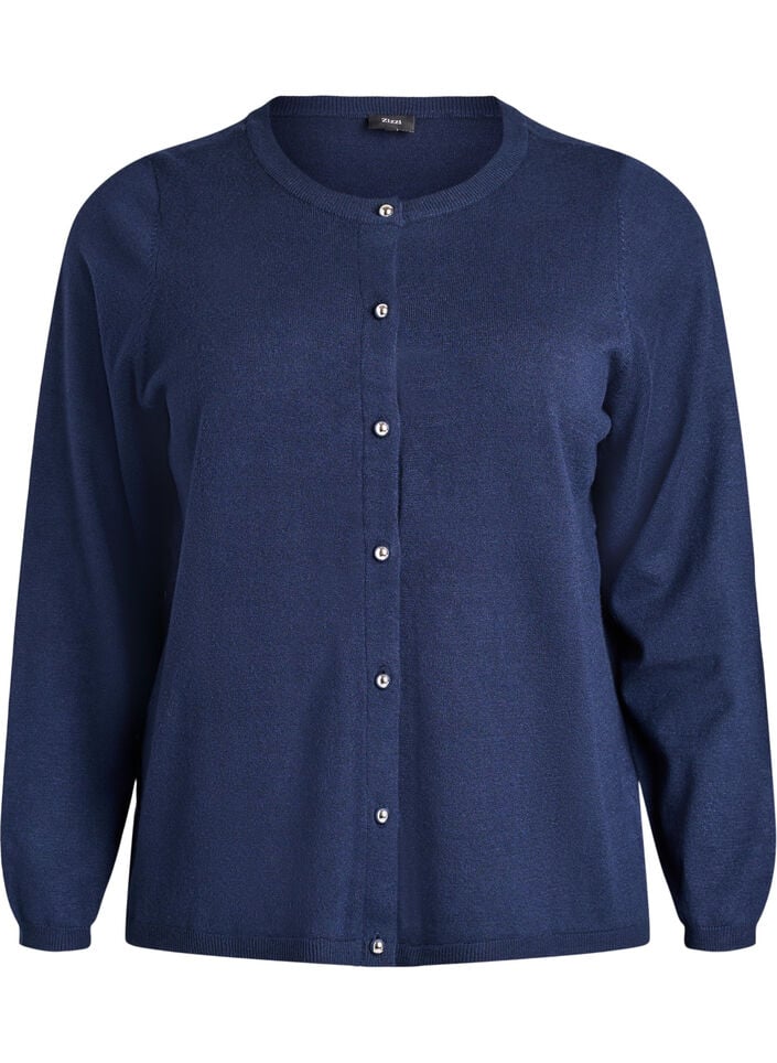 Cardigan med runda knappar, Bl&aring;, Packshot image number 0