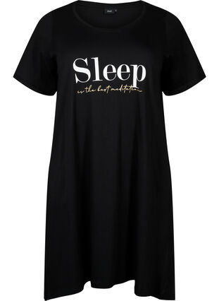 Kortärmad nattlinne i ekologisk bomull , Black Sleep, Packshot image number 0