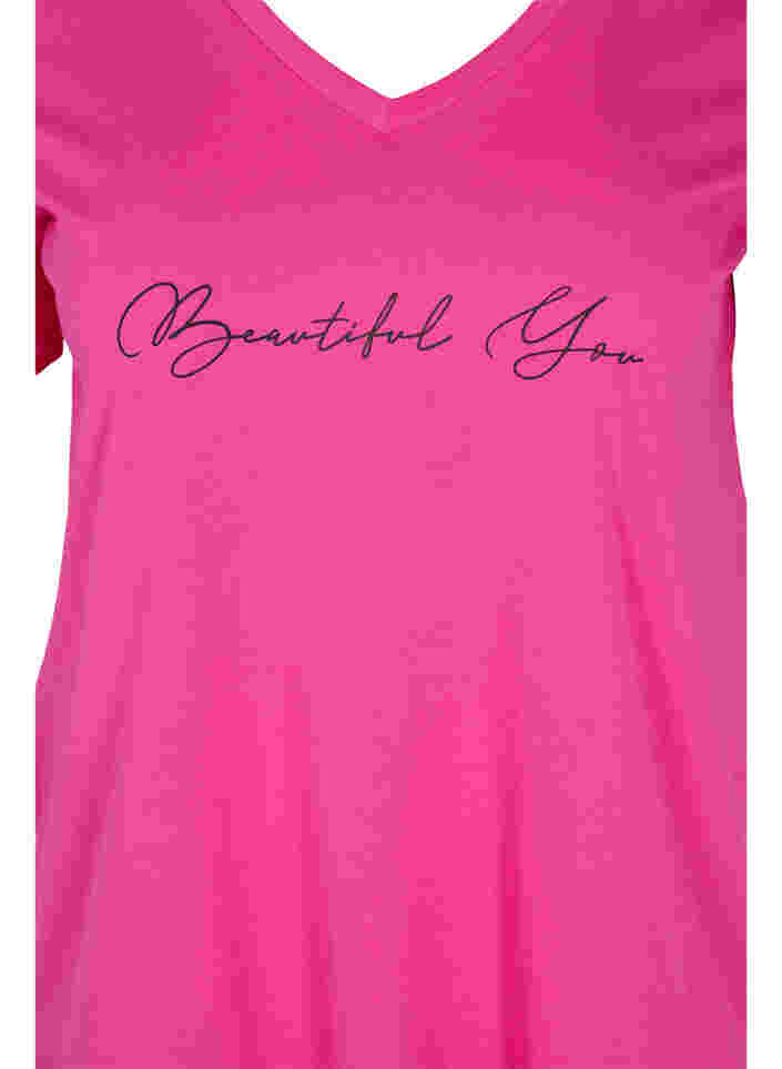 Kortärmad t-shirt i bomull med tryck, Magenta Beautiful, Packshot image number 2