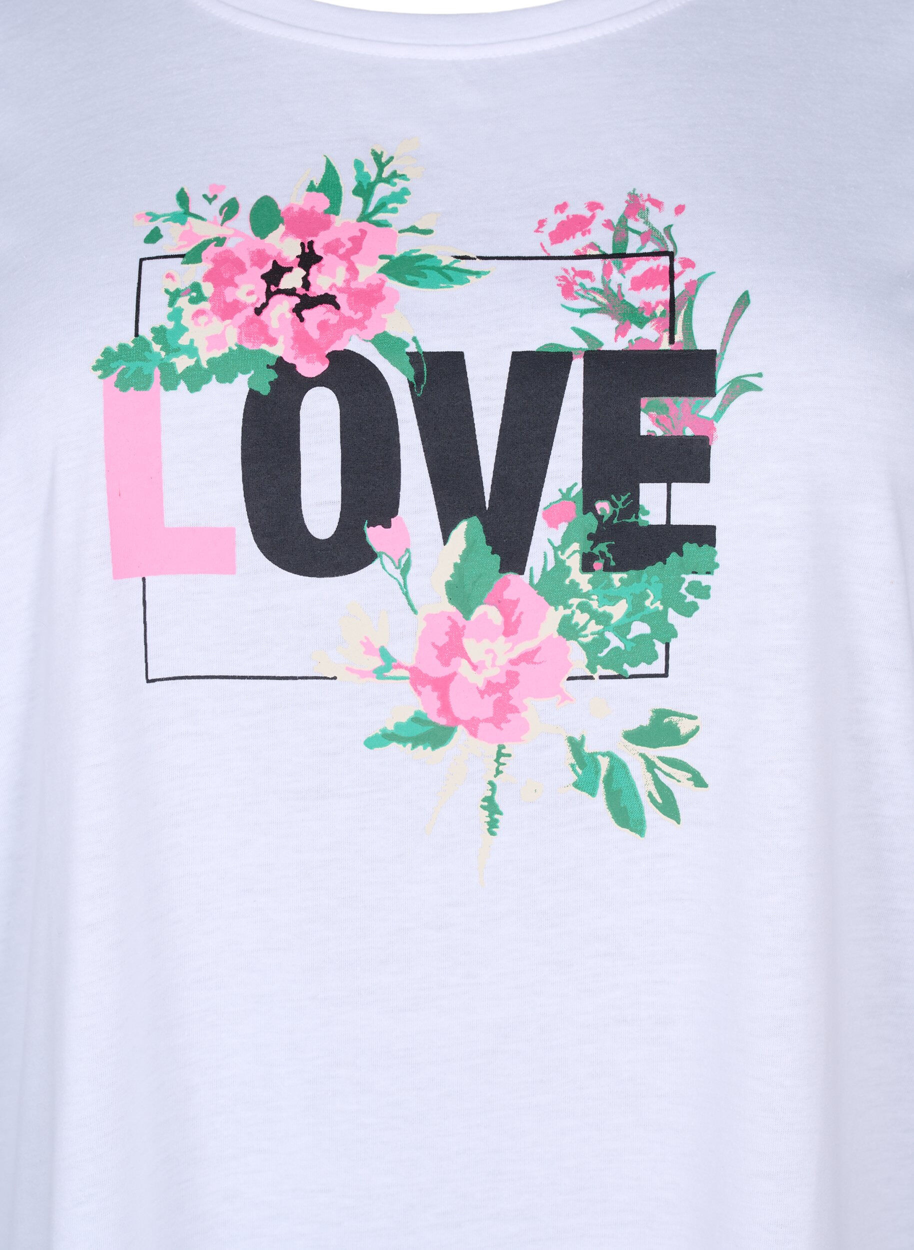Zizzi T-shirt fr&aring;n FLASH med tryck, Bright White Love, Packshot image number 2