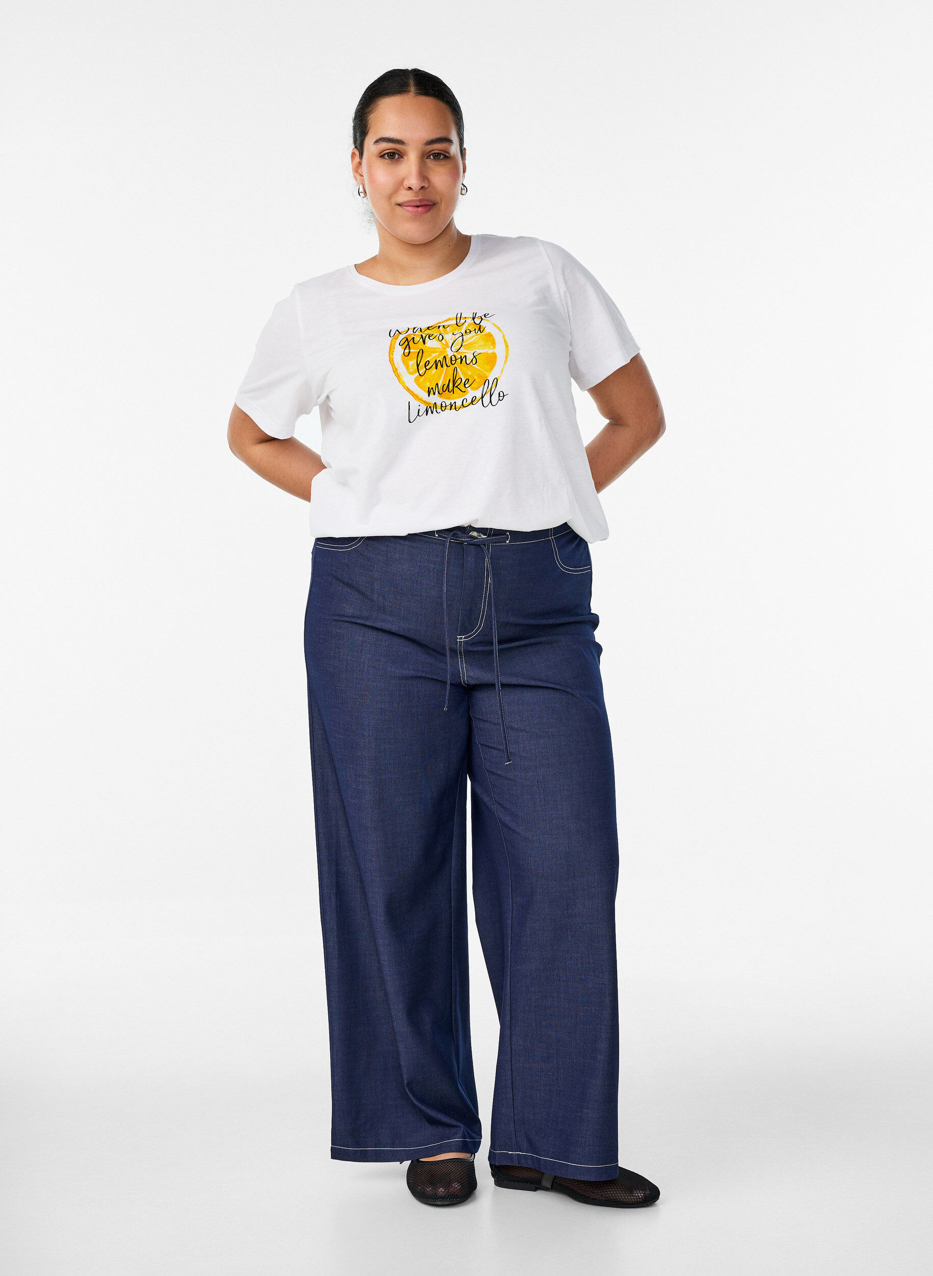 ZizziT-shirt med tryck, Vit, Model image number 1