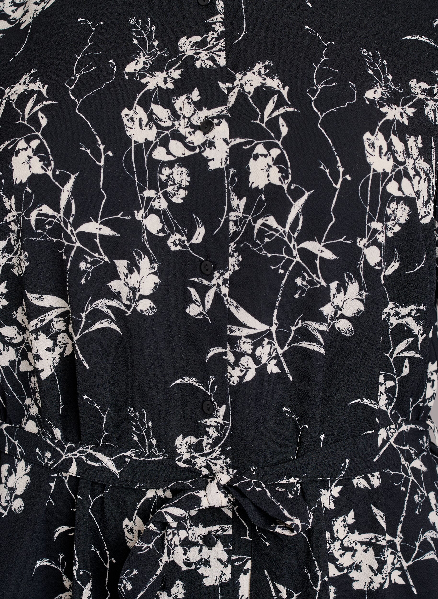 Zizzi Skjortkl&auml;nning med l&aring;nga &auml;rmar och knytsk&auml;rp, Svart, Packshot image number 2