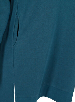 Sweatklänning med fickor och slits, Majolica Blue Mel., Packshot image number 3