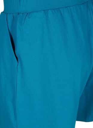 Lösa shorts i bomull med fickor, Fjord Blue, Packshot image number 3