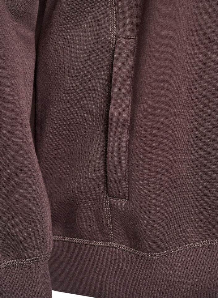 Sweatshirt med h&ouml;g krage och fickor, Brun, Packshot image number 3