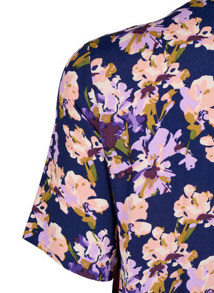 Kortärmad viskosklänning med tryck, Small Flower AOP, Packshot image number 3