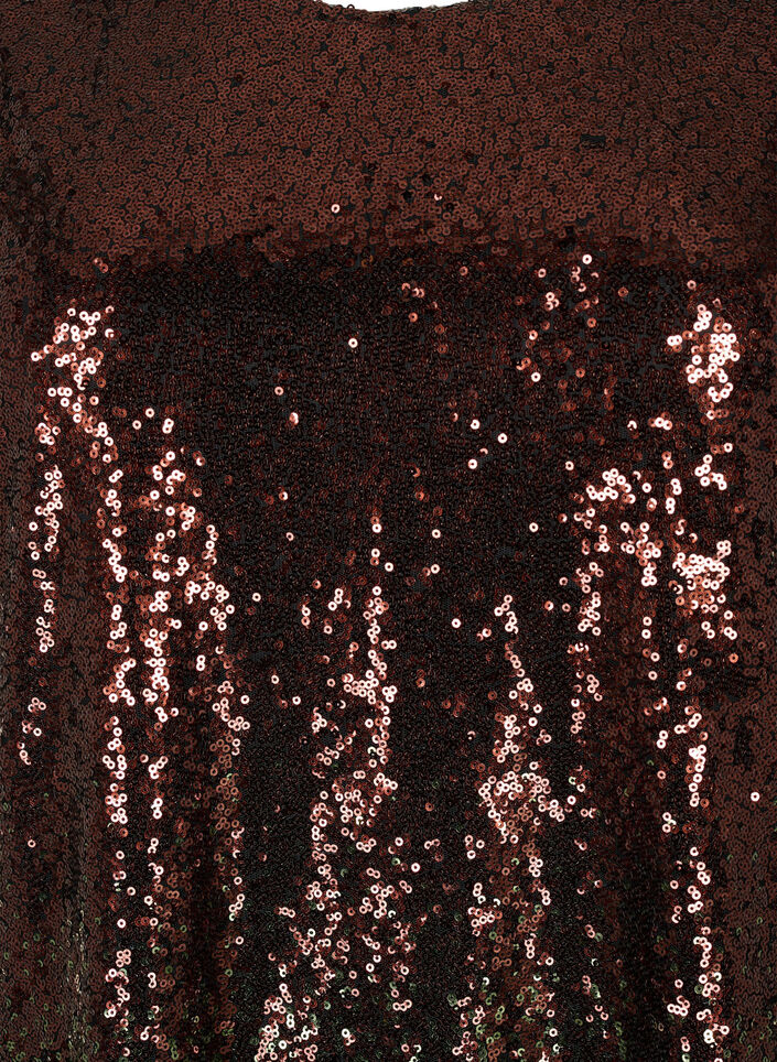 Paljettklänning med puffärm, Scarab Ch. Coffee, Packshot image number 2
