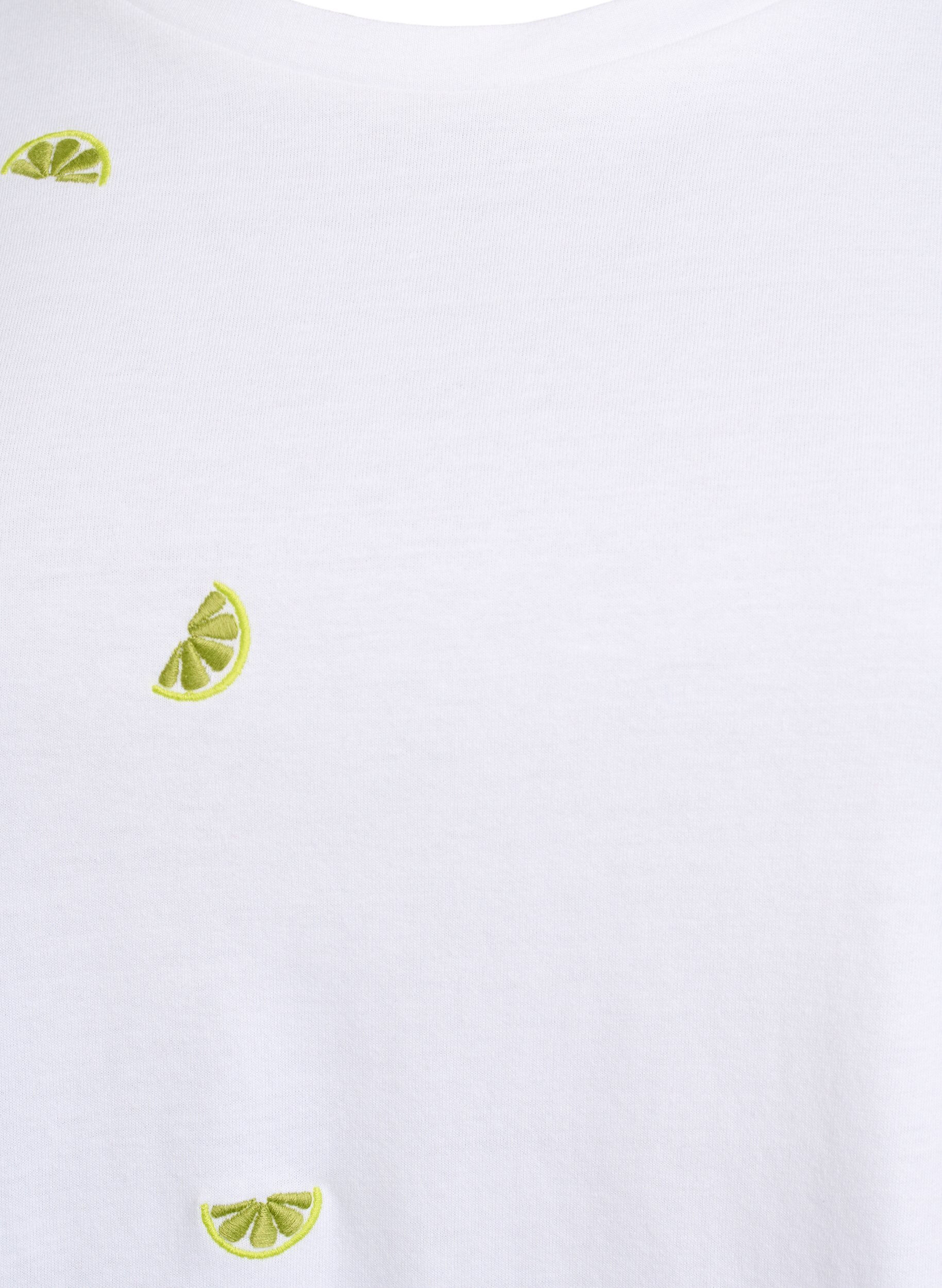 Zizzi T-shirt i ekologisk bomull med broderade motiv, Vit, Packshot image number 2
