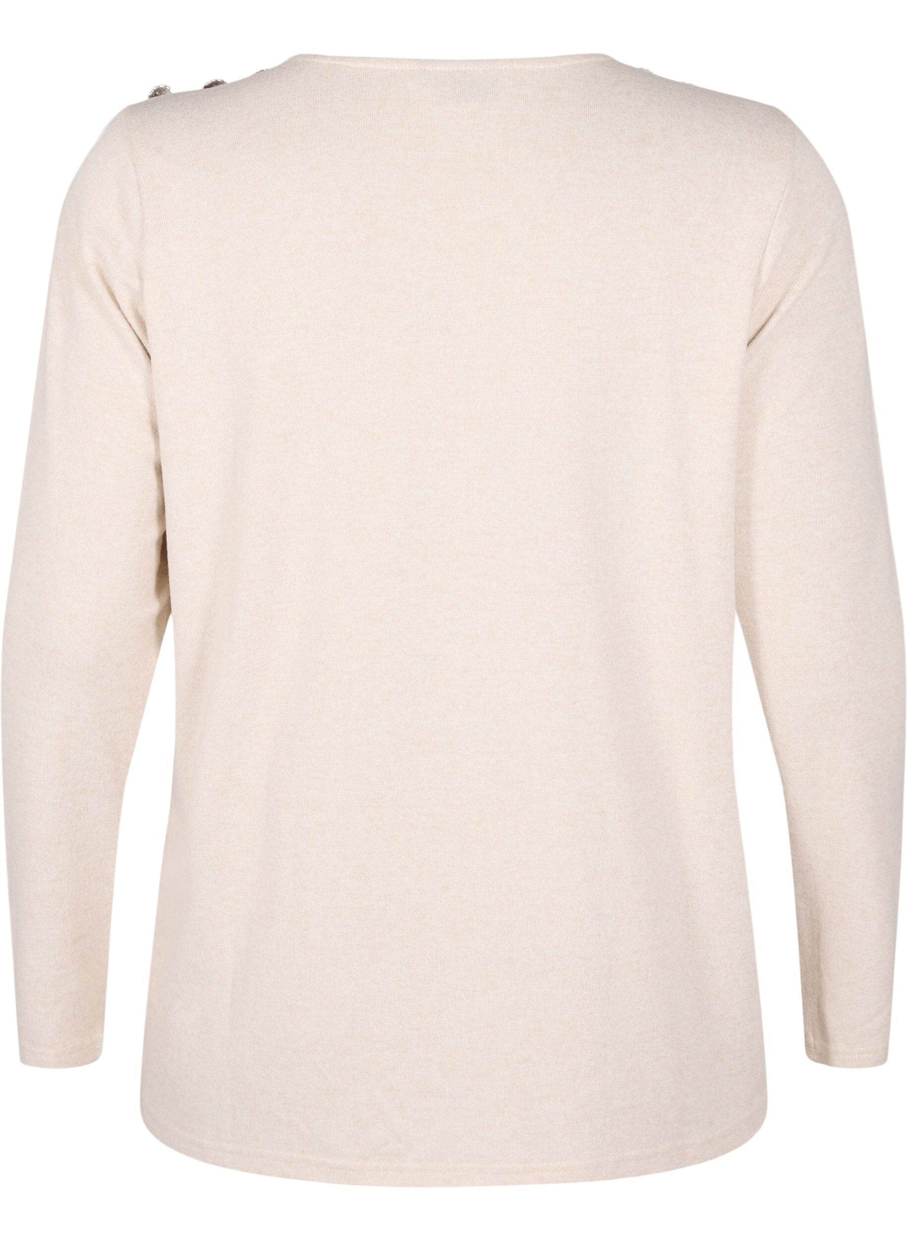 Zizzi Blus med dekorativa knappar, Beige, Packshot image number 1
