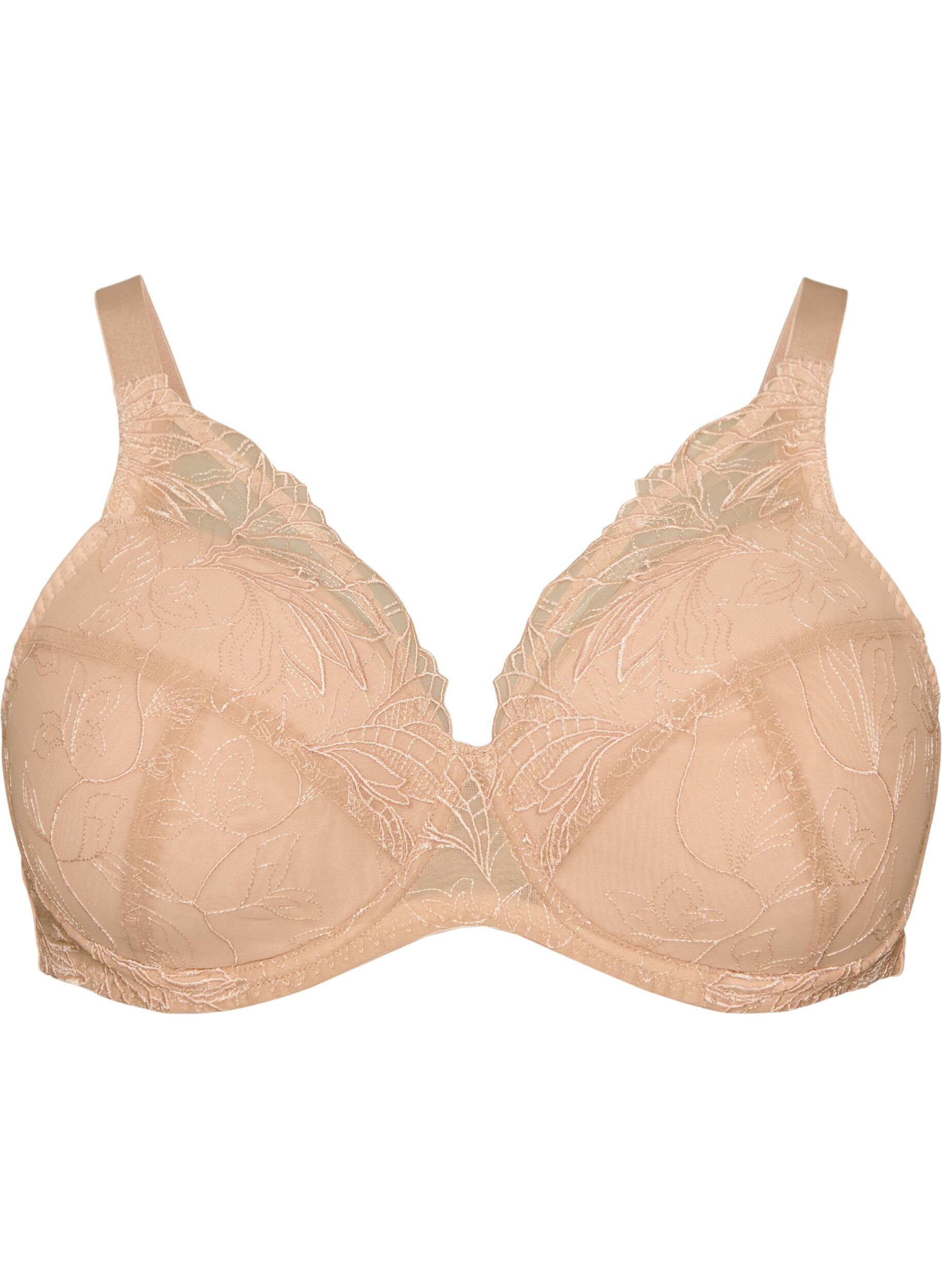 ZizziVadderad spets-BH med bygel, Beige, Packshot image number 0