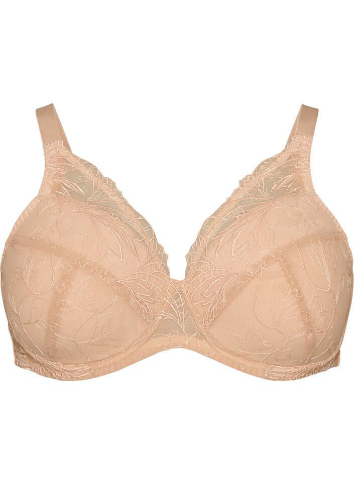 Vadderad spets-BH med bygel, Beige, Packshot image number 0