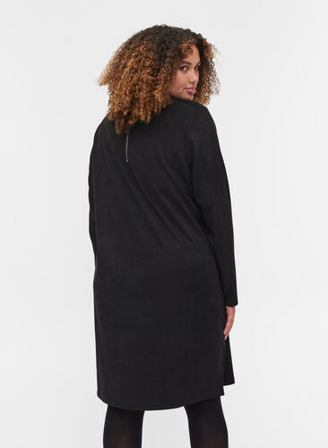 Enfärgad klänning med rund halsringning, Black, Model image number 1