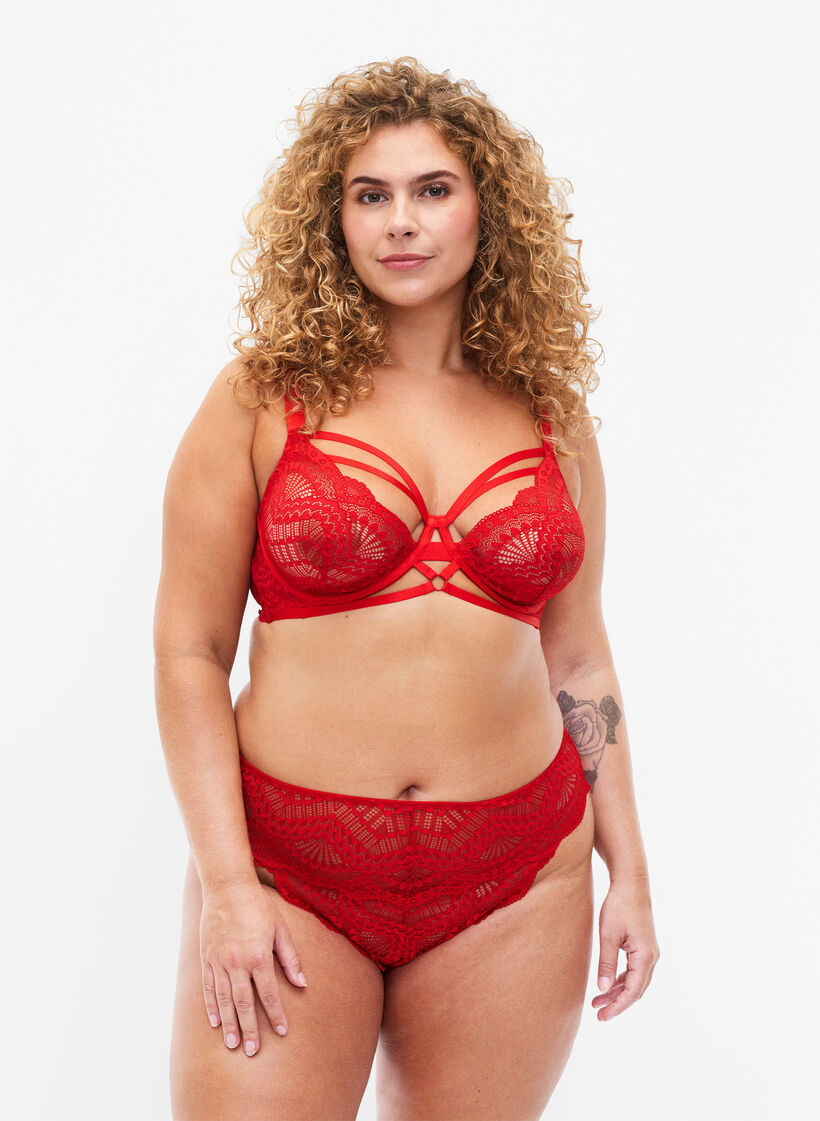 Stringtrosor i spets med normal midja, Salsa, Model image number 0