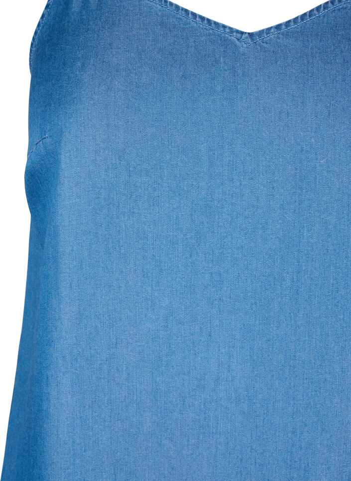 Midilång jeansklänning med smala axelband, Blå, Packshot image number 2