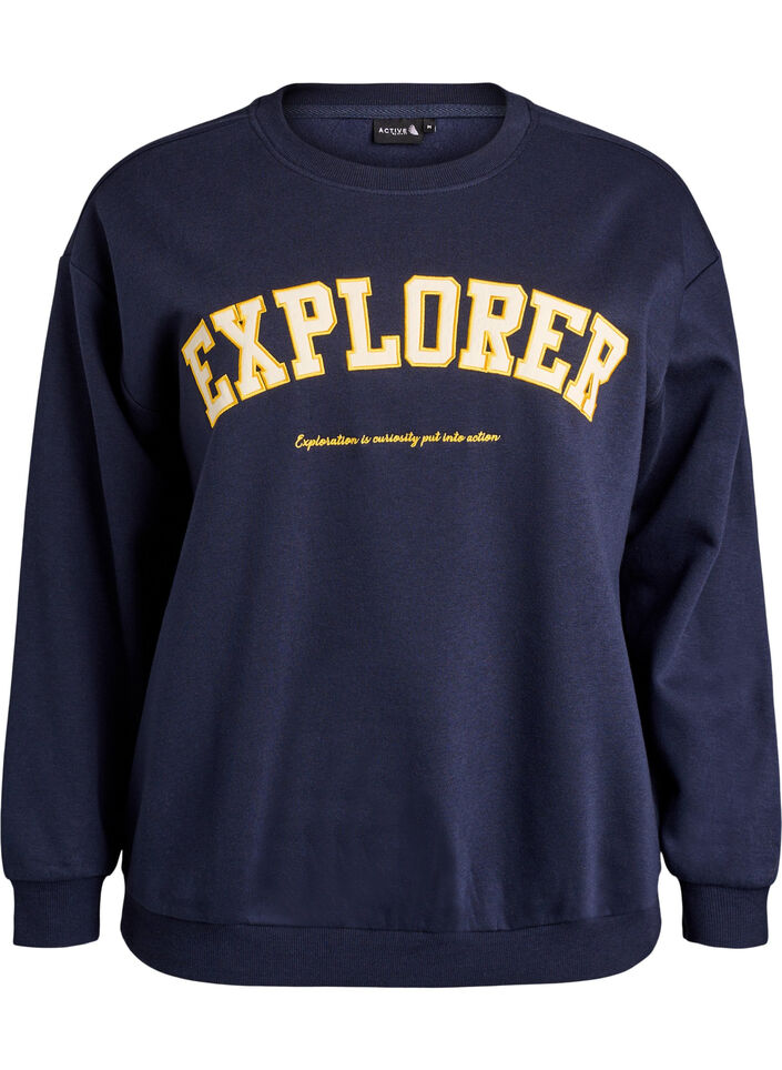 Sweatshirt med statementdetalj, Bl&aring;, Packshot image number 0