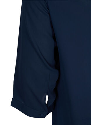 Blus med 3/4 ärmar som är asymmetrisk nedtill, Navy Blazer, Packshot image number 3