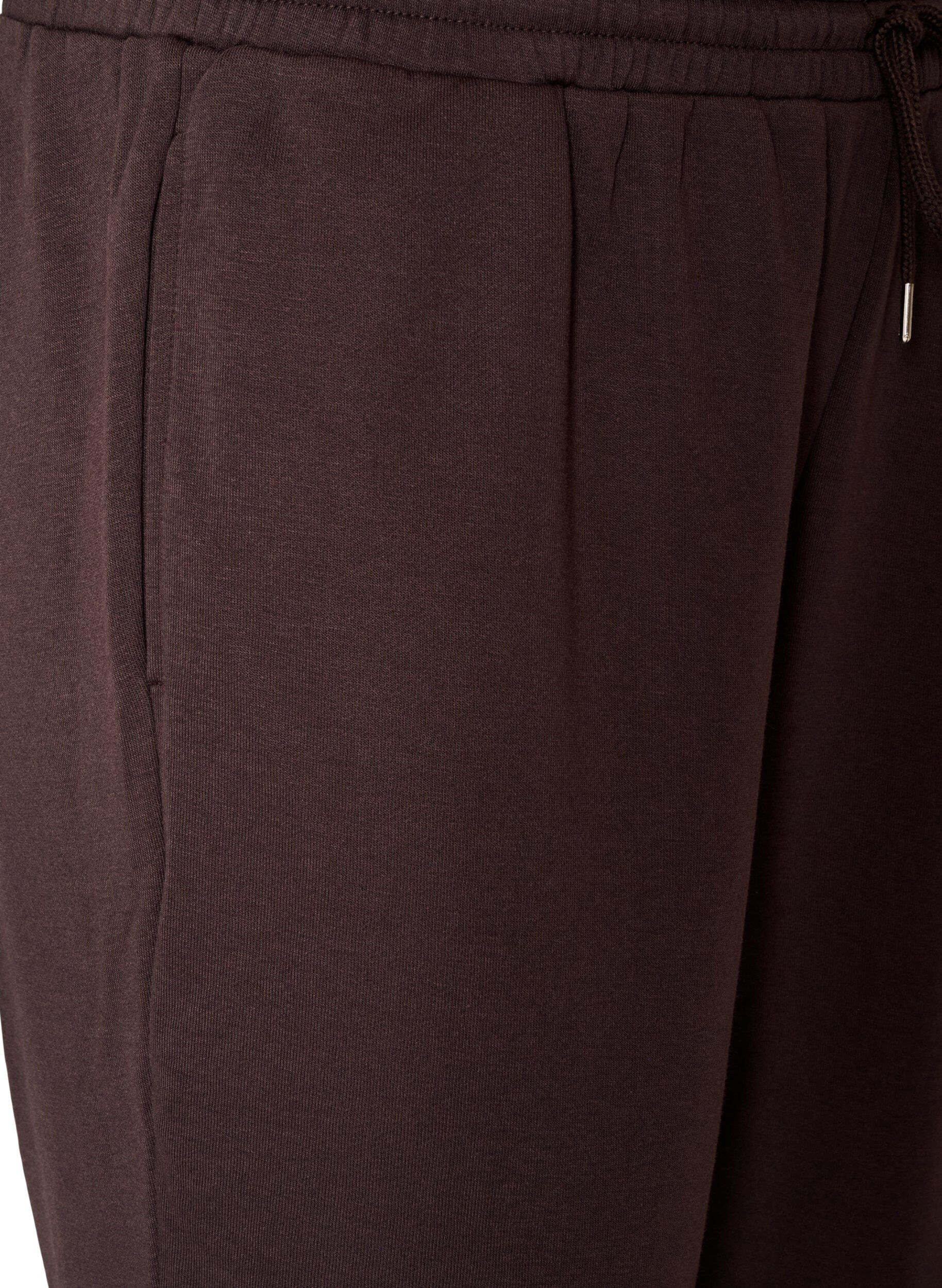 ZizziSweatpants med h&ouml;g midja och dragsko, Brun, Packshot image number 2