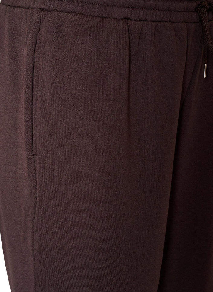 Sweatpants med h&ouml;g midja och dragsko, Brun, Packshot image number 2