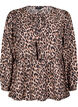 Peplum-blus med knyt och leopardmönster, Brun, Packshot image number 0