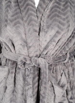Kort mönstrad morgonrock med fickor, Dark Grey, Packshot image number 2
