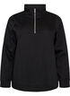 Sweatshirt med h&ouml;g krage och dragkedja, Svart, Packshot image number 0