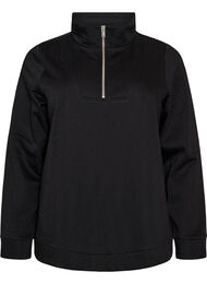 Sweatshirt med h&ouml;g krage och dragkedja, Svart