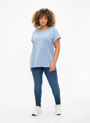 Melerad t-shirt med korta ärmar, Moonlight Blue Mel. , Model image number 2