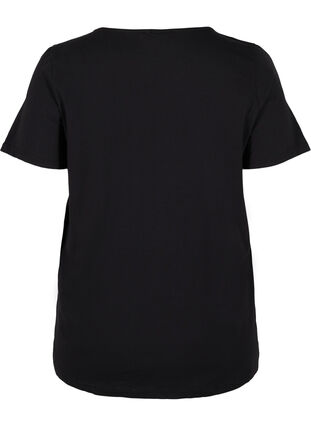 Kortärmad t-shirt med spetsdetaljer, Black, Packshot image number 1