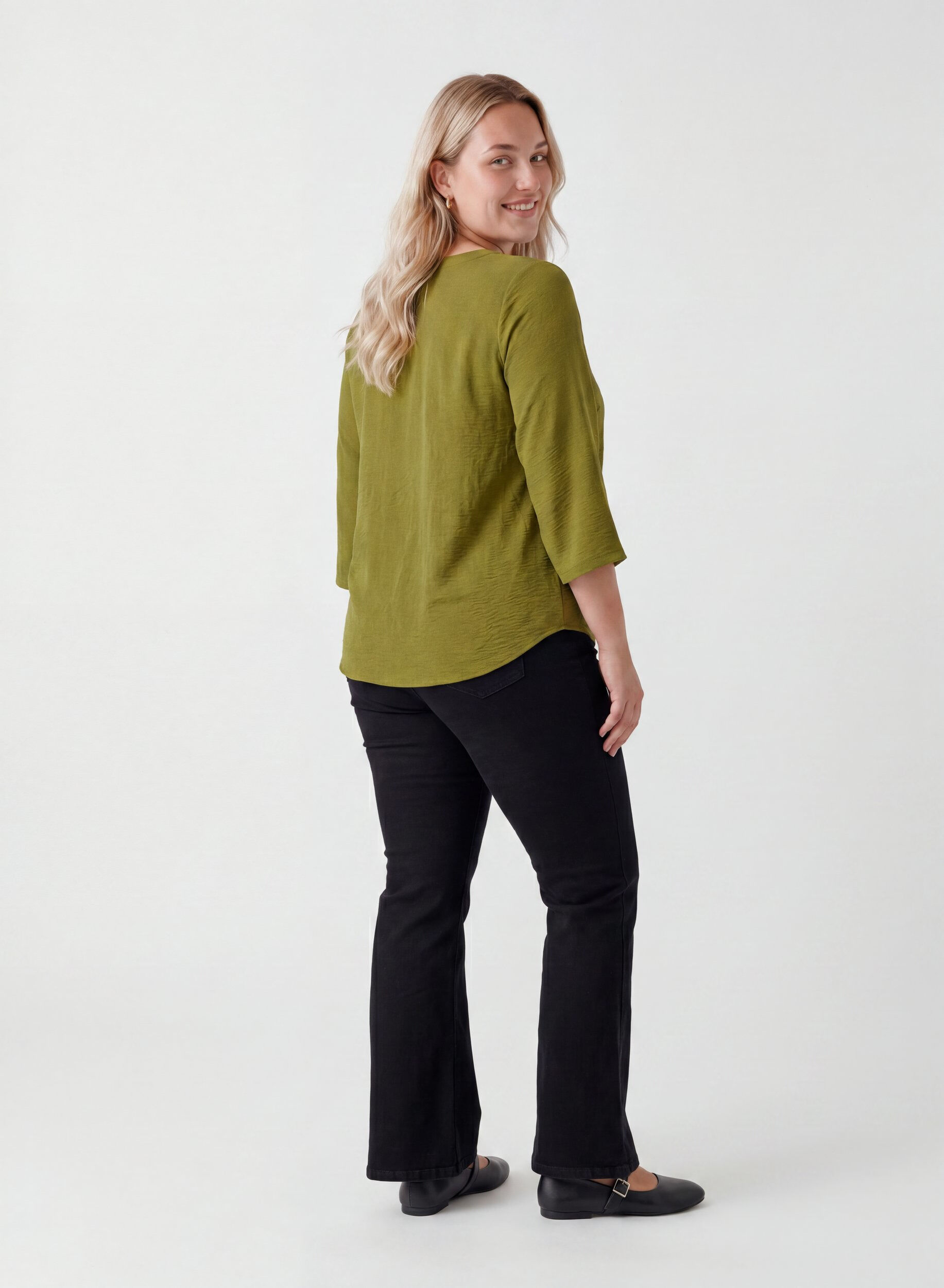 ZizziBlus med 3/4-&auml;rm, Gr&ouml;n, Model image number 2