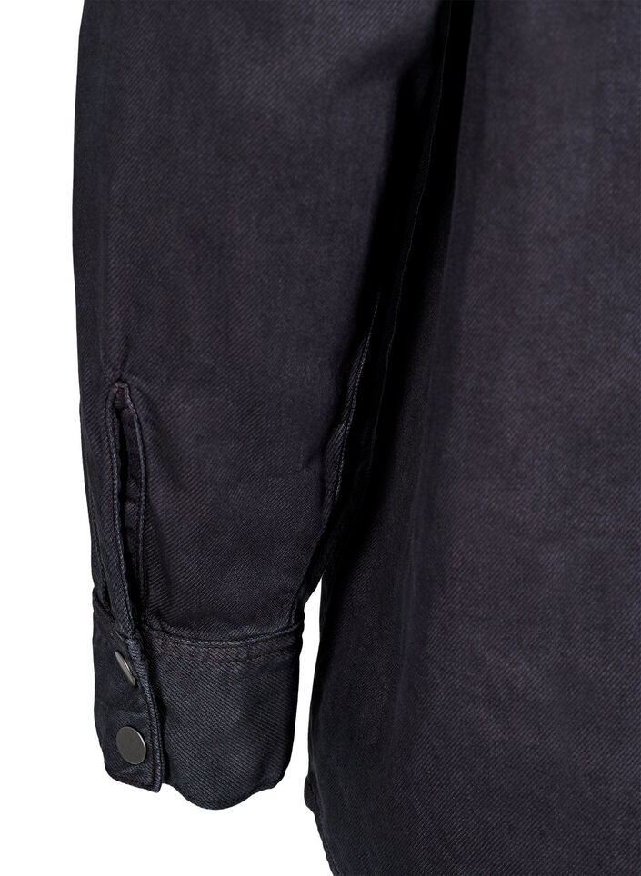Denimskjorta med bröstfickor, Svart, Packshot image number 3