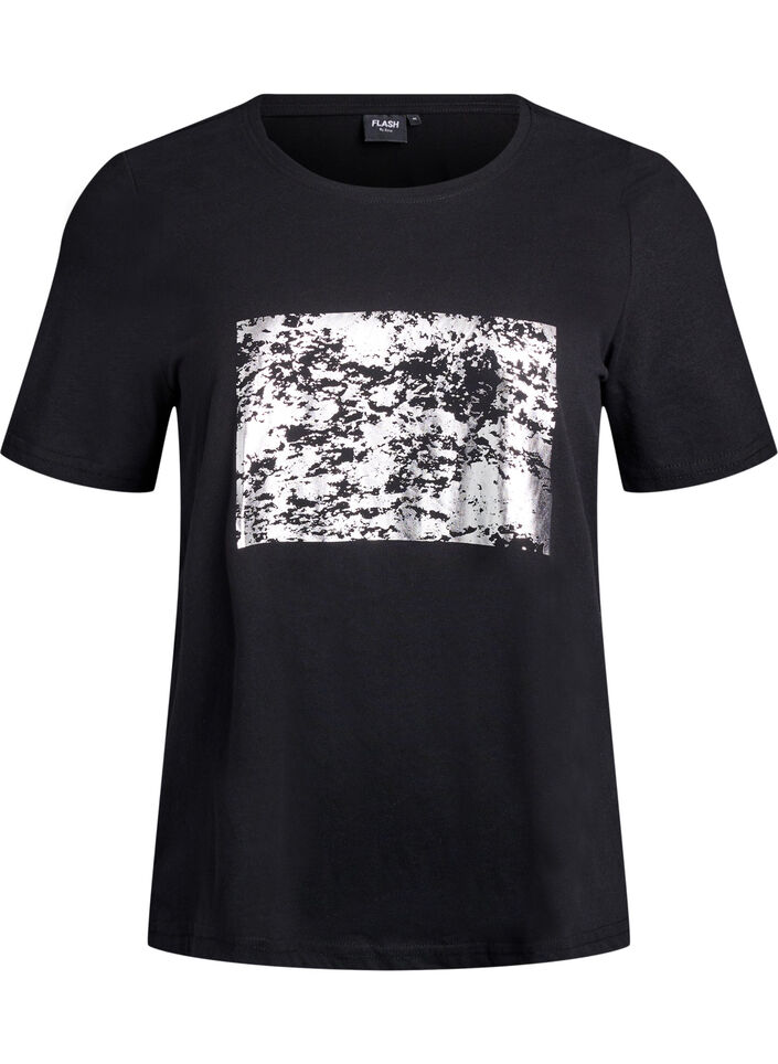 T-shirt med tryck, Svart, Packshot image number 0