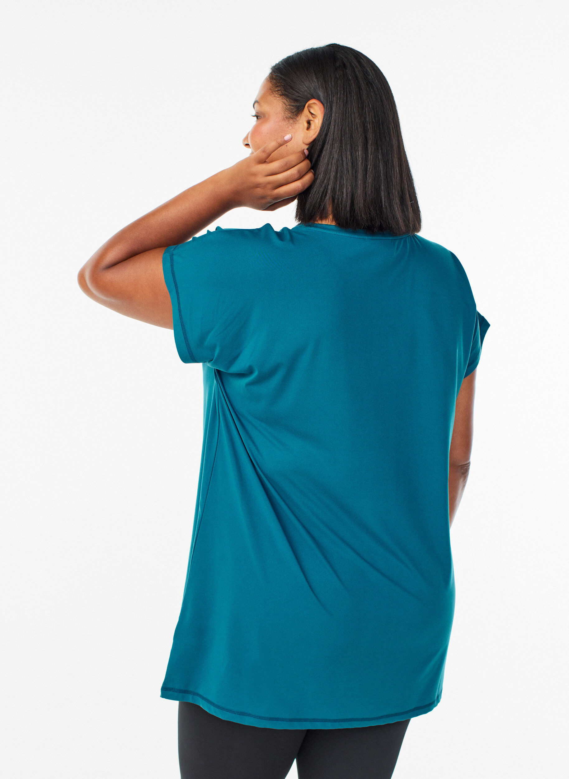 Zizzi L&aring;ng tr&auml;nings-t-shirt, Bl&aring;, Model image number 2