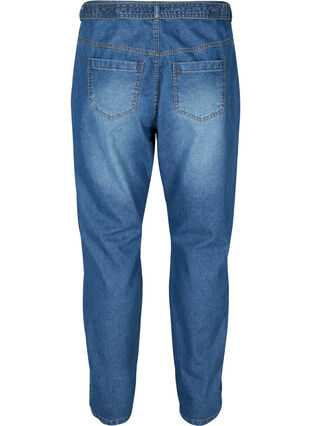 Högmidjade jeans med bälte, Blue denim, Packshot image number 1