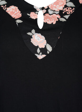 Pyjamastopp i viskos med blommigt mönster, Black Flower AOP, Packshot image number 2