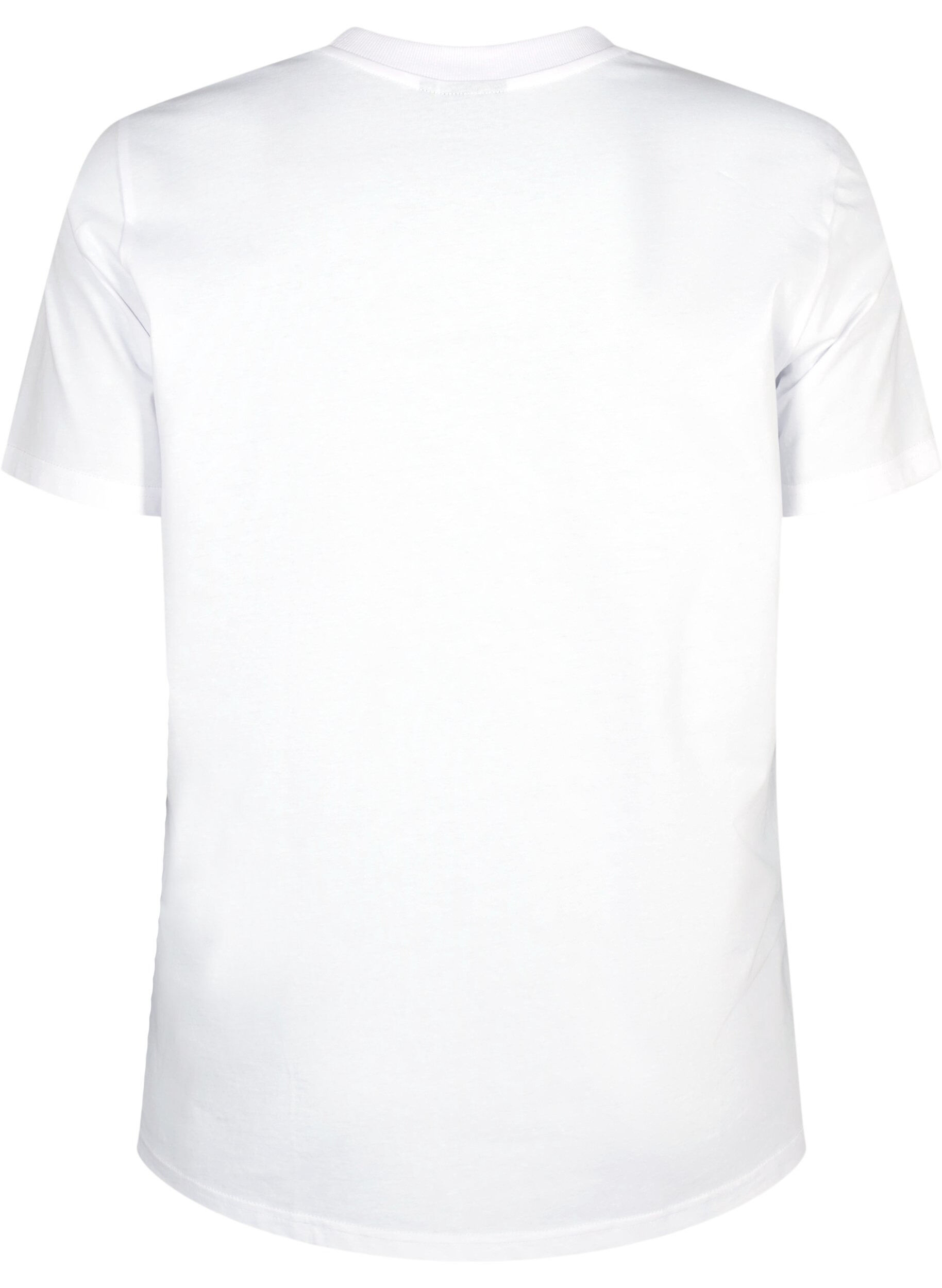 Zizzi Enkel t-shirt i bomull med rund halsringning, Vit, Packshot image number 1