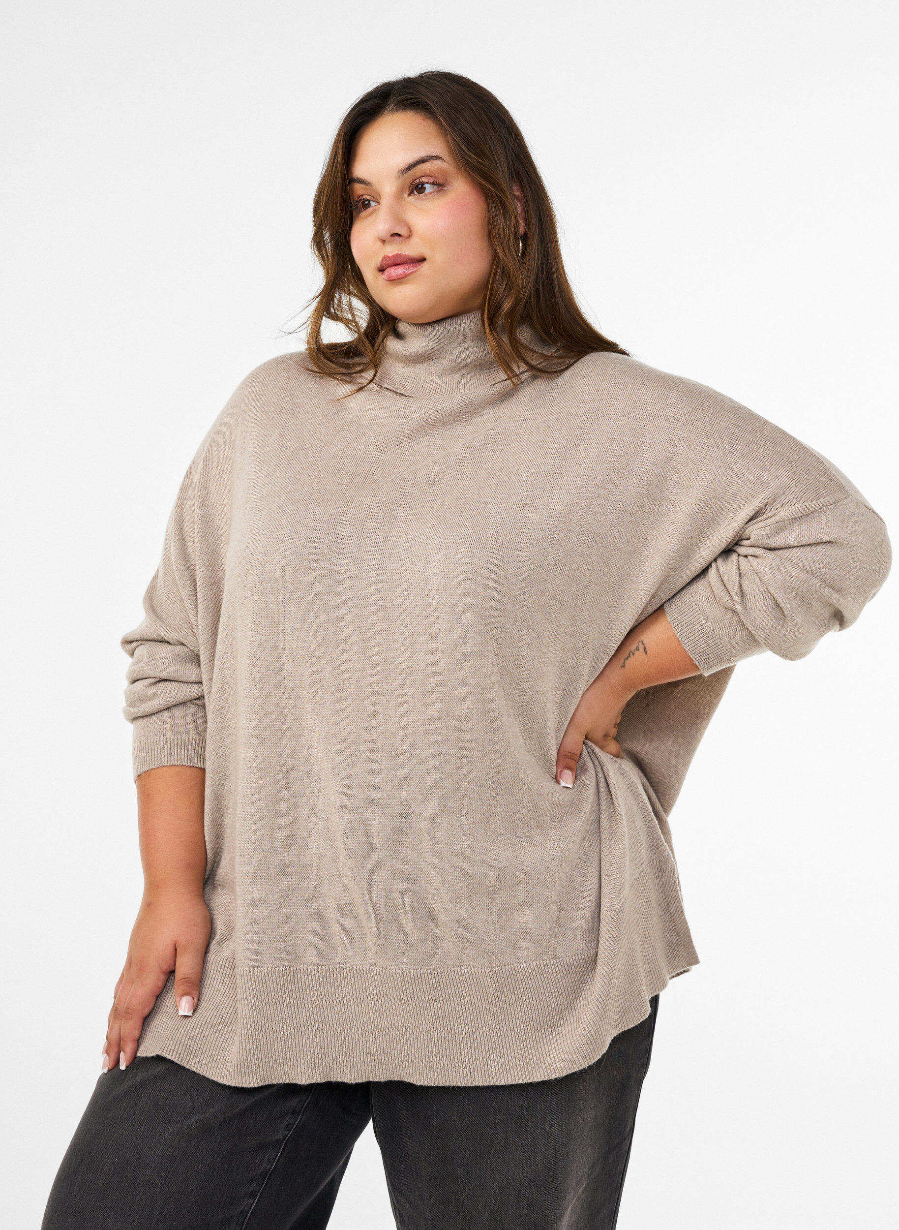 ZizziPolotr&ouml;ja med l&ouml;s passform, Beige, Model image number 0