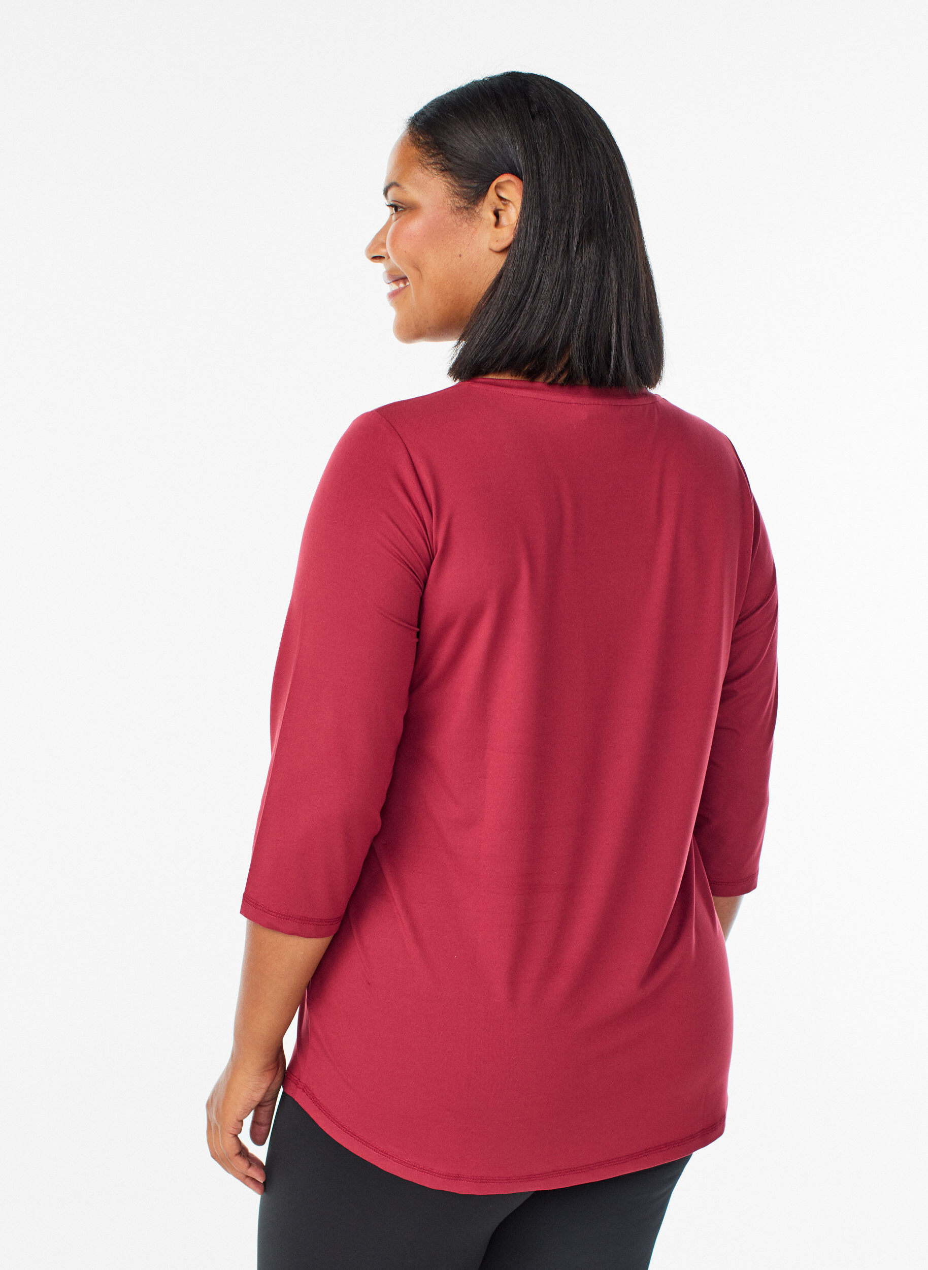 ZizziTr&auml;ningsblus med trekvarts&auml;rm, R&ouml;d, Model image number 2