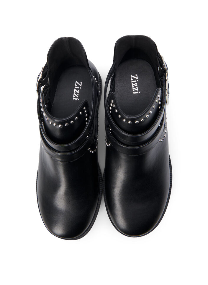 Wide fit - Ankelboots med nitar, Black, Packshot image number 2