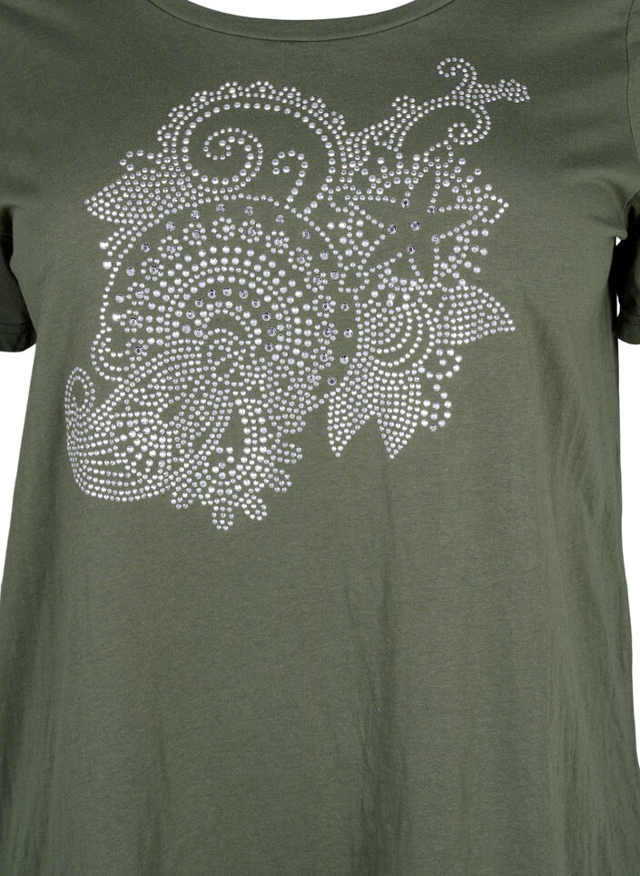 T-shirt i bomull med strassmotiv, Thyme w. Rhinestones, Packshot image number 2