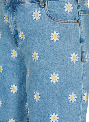 Högmidjade Mille shorts med broderade blommor, Light Blue Flower, Packshot image number 2