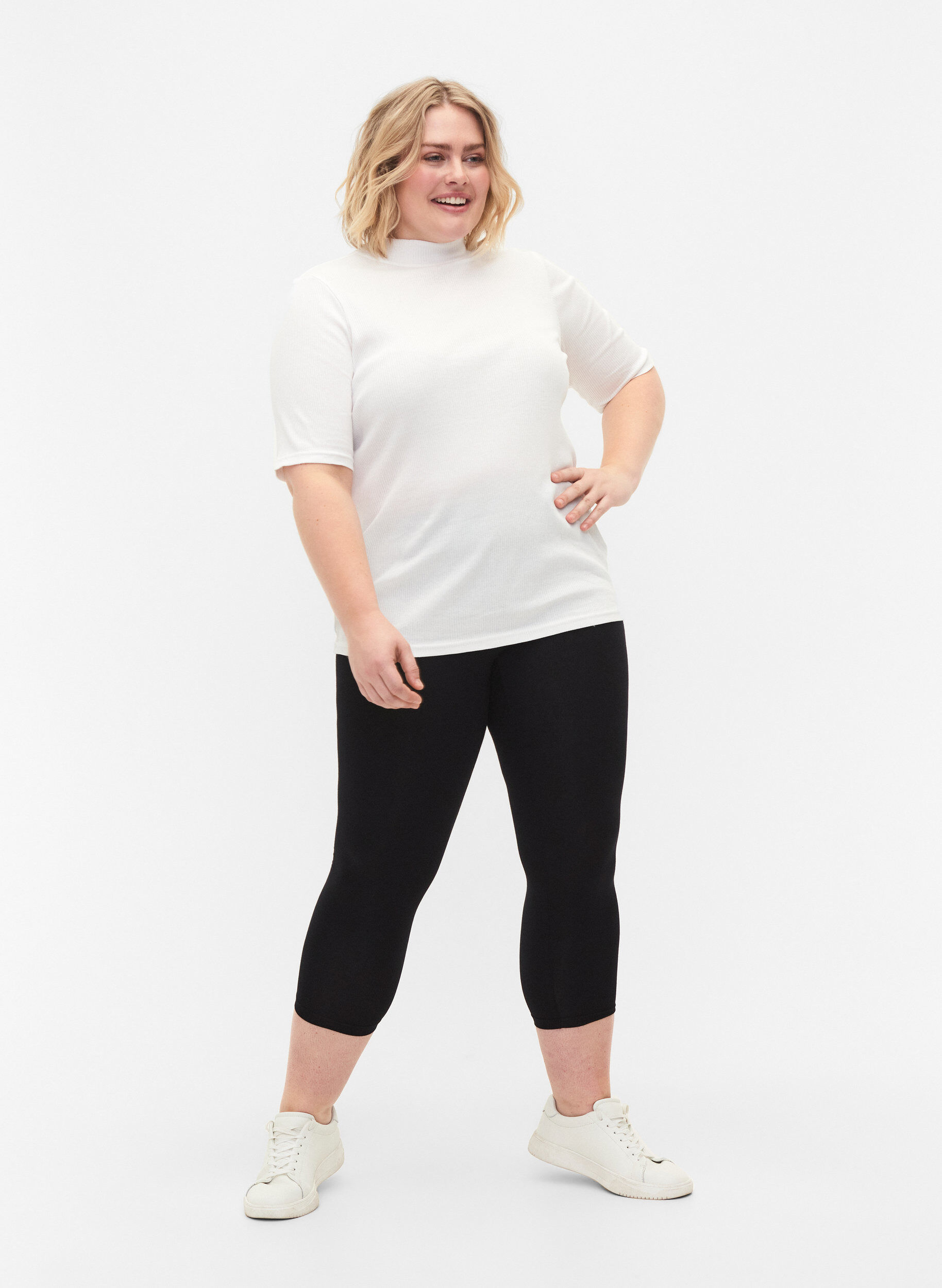 Zizzi3/4 bas-leggings, Svart, Model image number 1