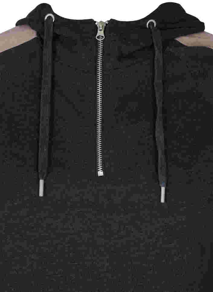 Sweatshirt med dragkedja och huva, Black, Packshot image number 2