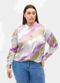 Färgglad skjorta i satinlook, Watercolor, Model