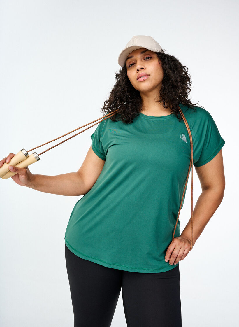 Enfärgad tränings t-shirt, Grön, Image image number 0