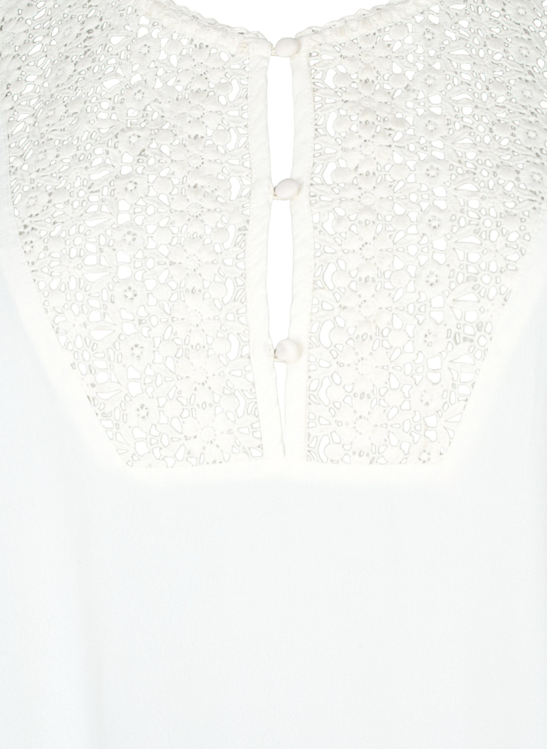 Zizzi Viskosblus med 1/2 &auml;rmar och broderad detalj, Snow White, Packshot image number 2