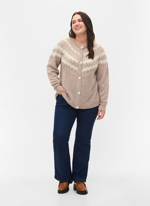 Ellen bootcut jeans med hög midja, Unwashed, Model image number 0