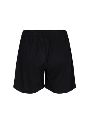 Lösa shorts i bomulls- och linneblandning, Black, Packshot image number 1